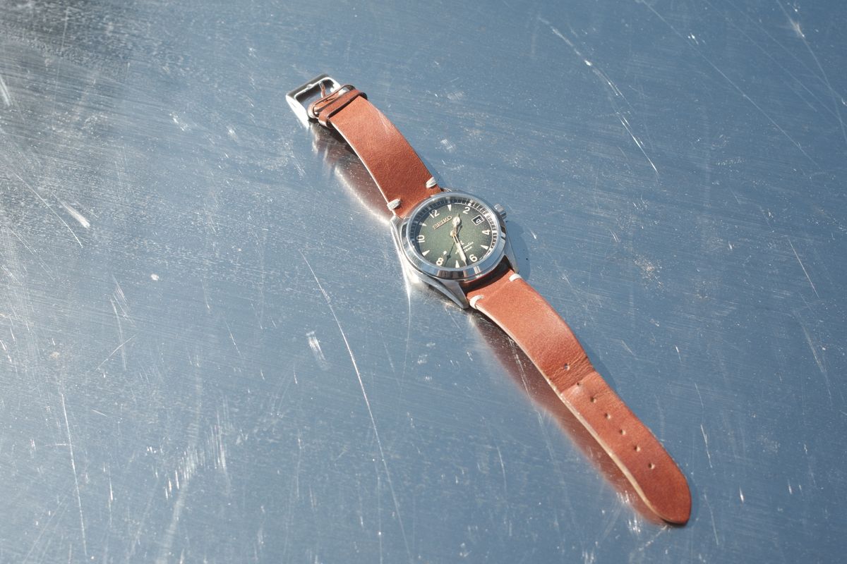 Photo by Doug on April 4, 2026 of the B&R Bands Classic Vintage Watch Band in Horween English Tan Dublin.