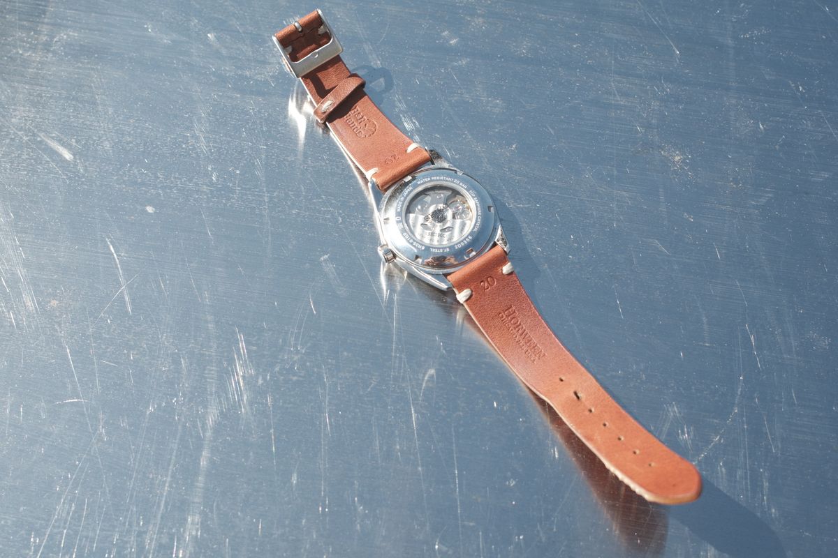 Photo by Doug on April 4, 2026 of the B&R Bands Classic Vintage Watch Band in Horween English Tan Dublin.