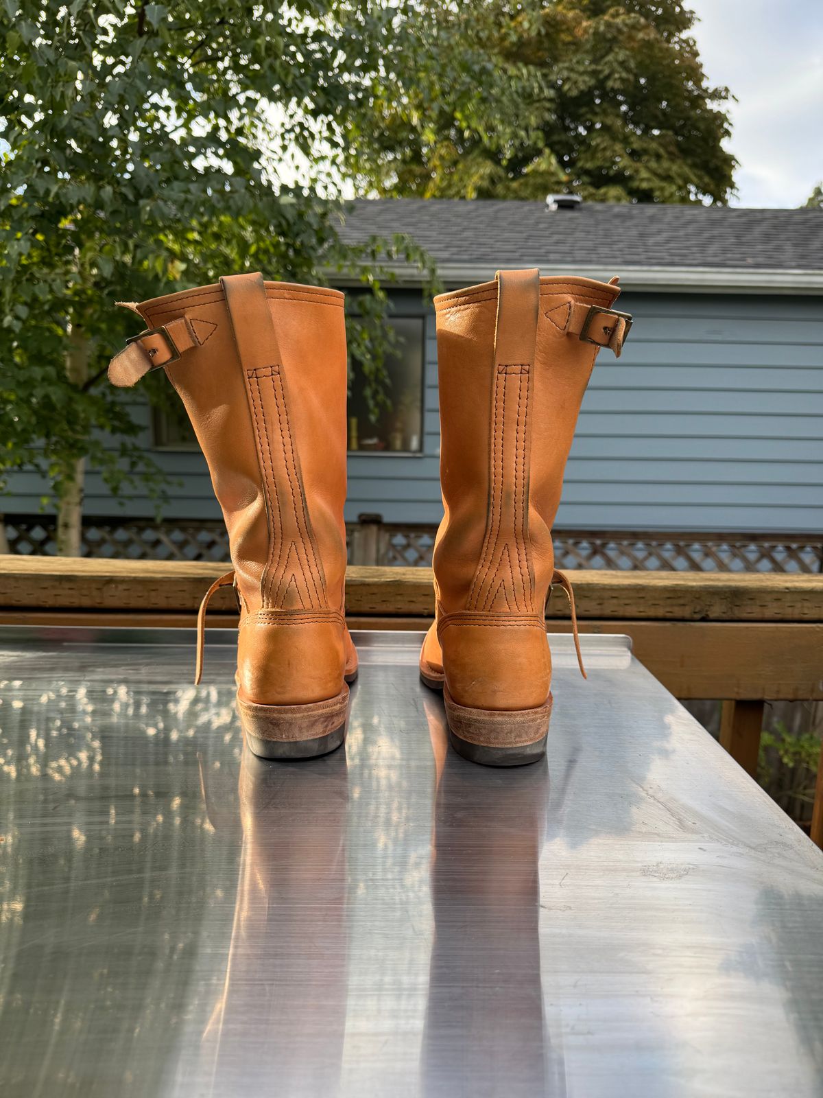 Photo by Doug on October 1, 2025 of the Wesco x S&S Van Cleef III in Horween Natural Essex.