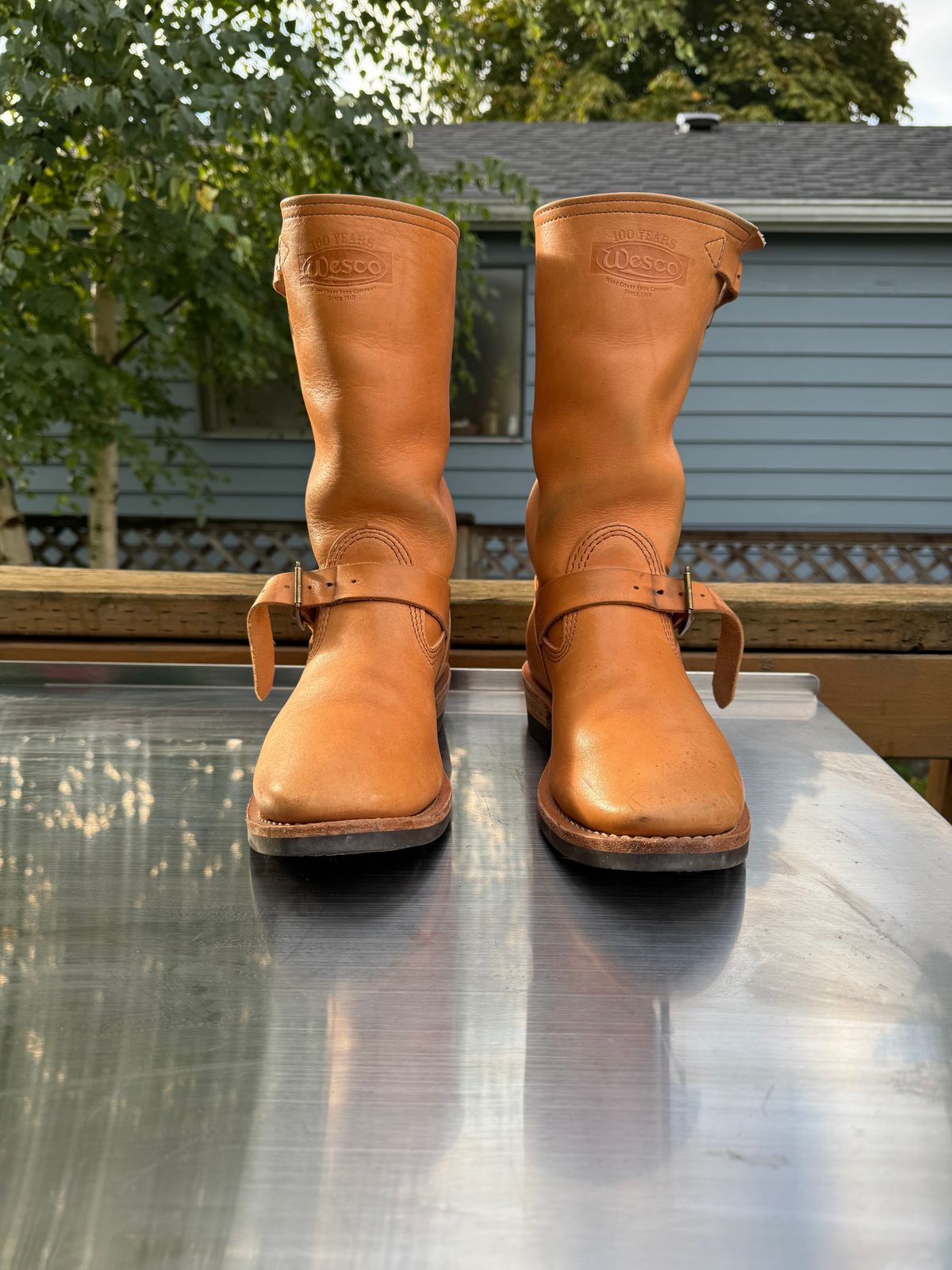 Photo by Doug on October 1, 2025 of the Wesco x S&S Van Cleef III in Horween Natural Essex.