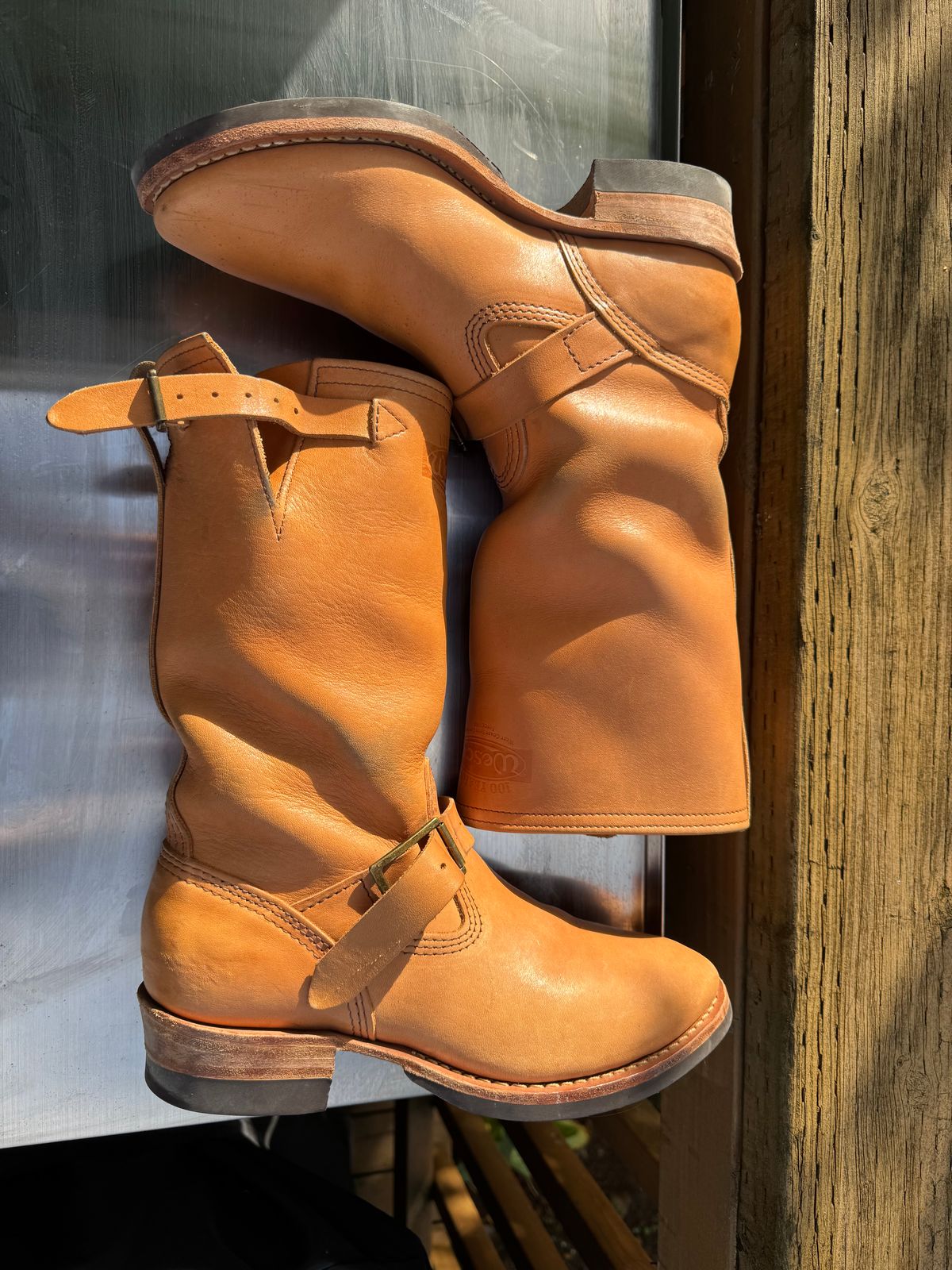 Photo by Doug on October 1, 2025 of the Wesco x S&S Van Cleef III in Horween Natural Essex.
