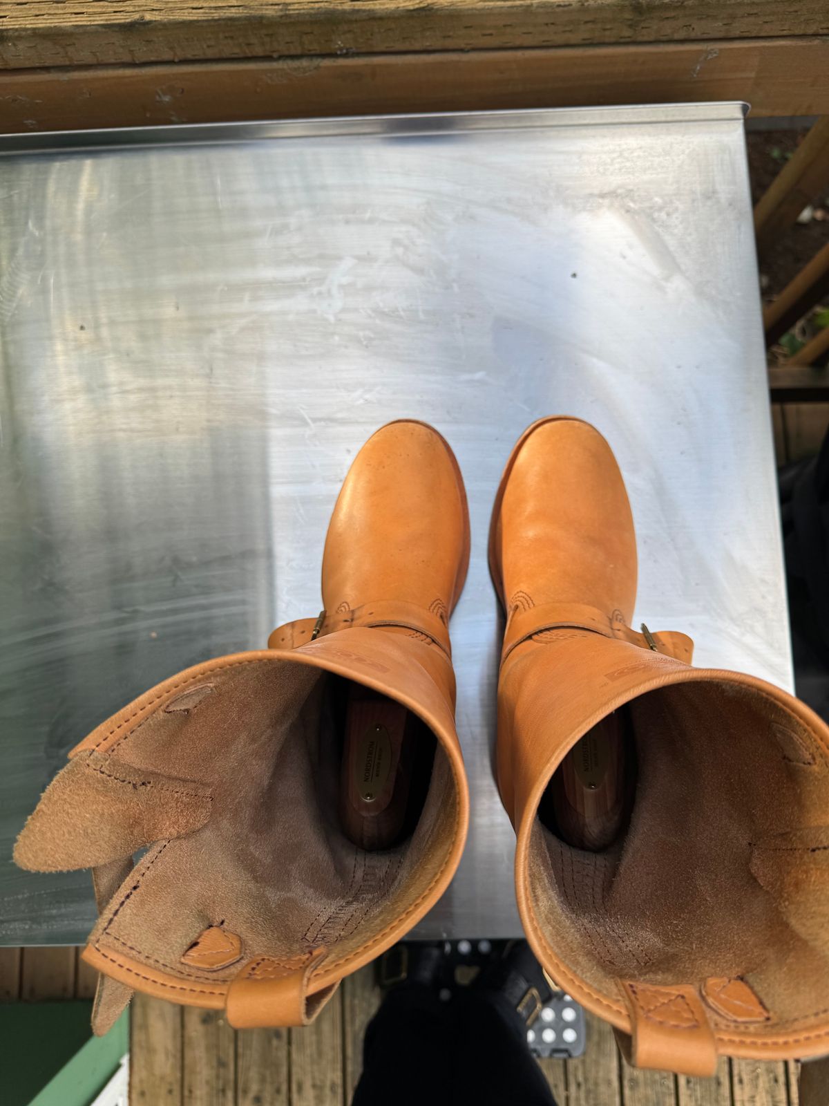 Photo by Doug on October 1, 2025 of the Wesco x S&S Van Cleef III in Horween Natural Essex.