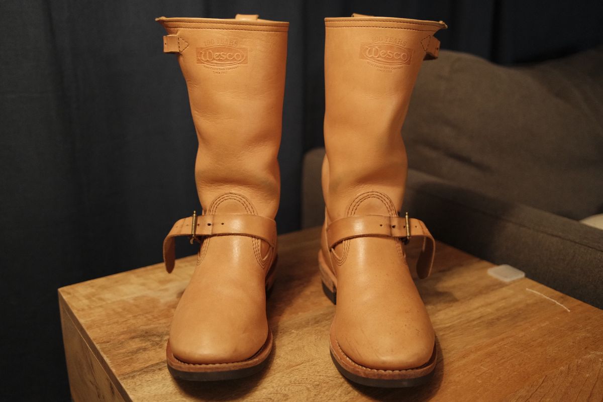 Photo by Doug on January 2, 2026 of the Wesco x S&S Van Cleef III in Horween Natural Essex.