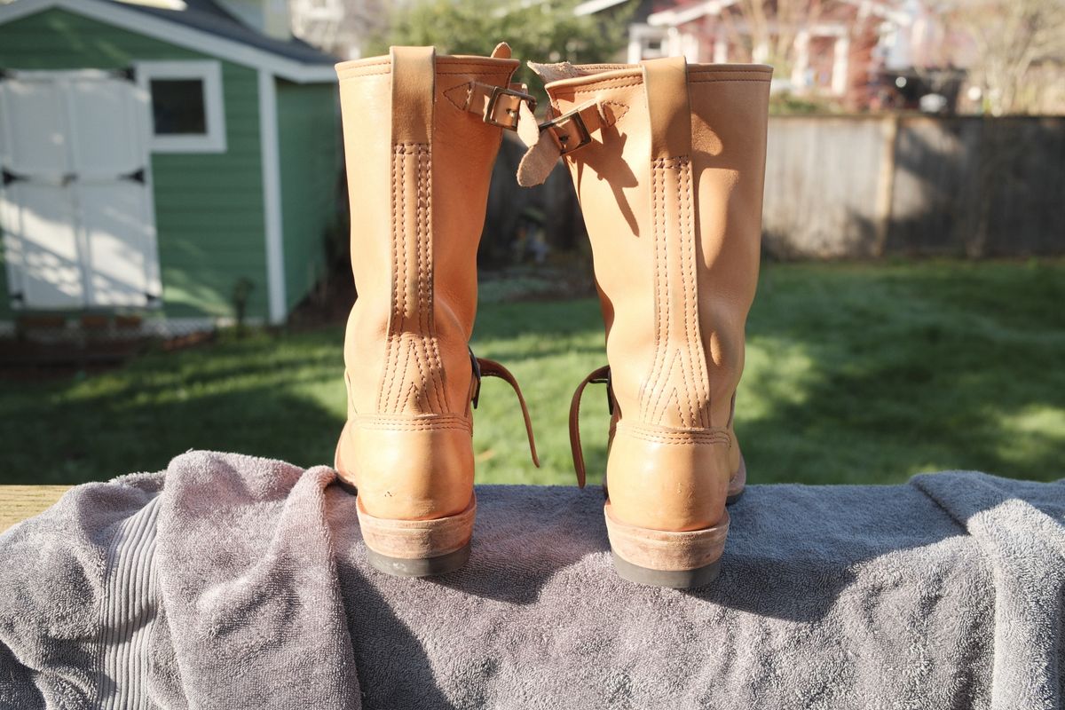 Photo by Doug on February 5, 2026 of the Wesco x S&S Van Cleef III in Horween Natural Essex.