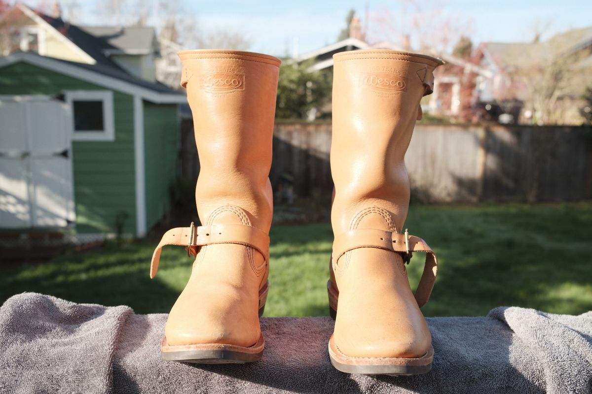 Photo by Doug on February 5, 2026 of the Wesco x S&S Van Cleef III in Horween Natural Essex.