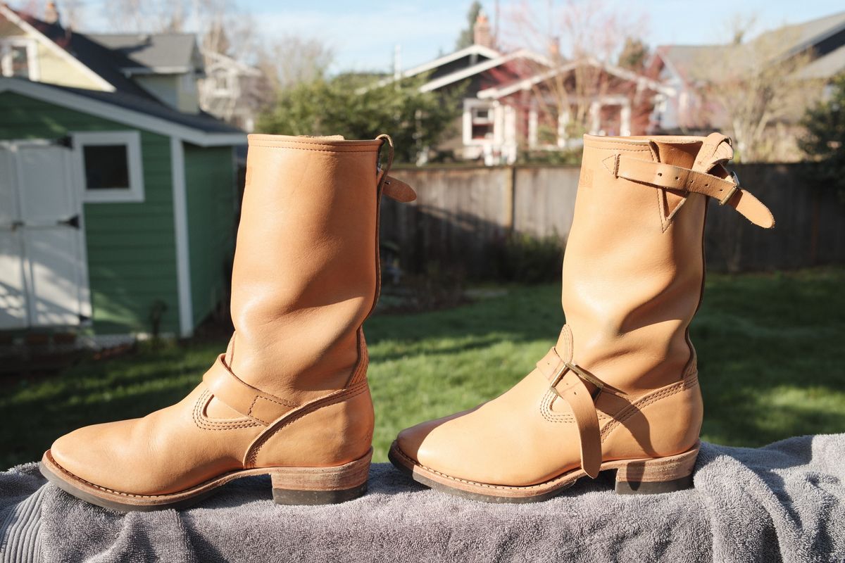 Photo by Doug on February 5, 2026 of the Wesco x S&S Van Cleef III in Horween Natural Essex.