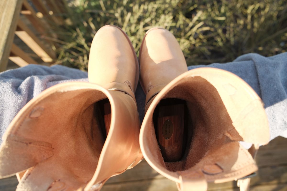 Photo by Doug on February 5, 2026 of the Wesco x S&S Van Cleef III in Horween Natural Essex.