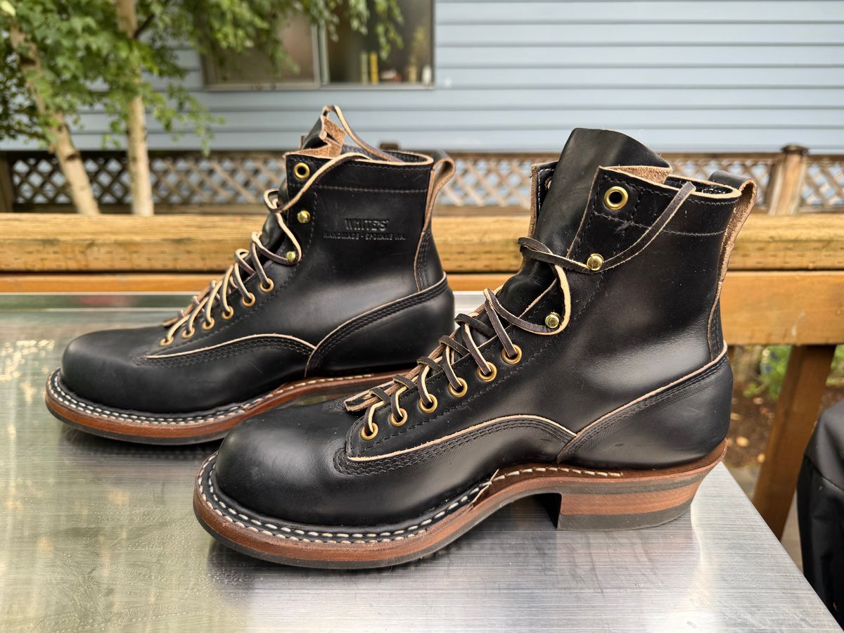 Photo by Doug on October 1, 2025 of the White's 350 Cutter in Horween Black Chromexcel.