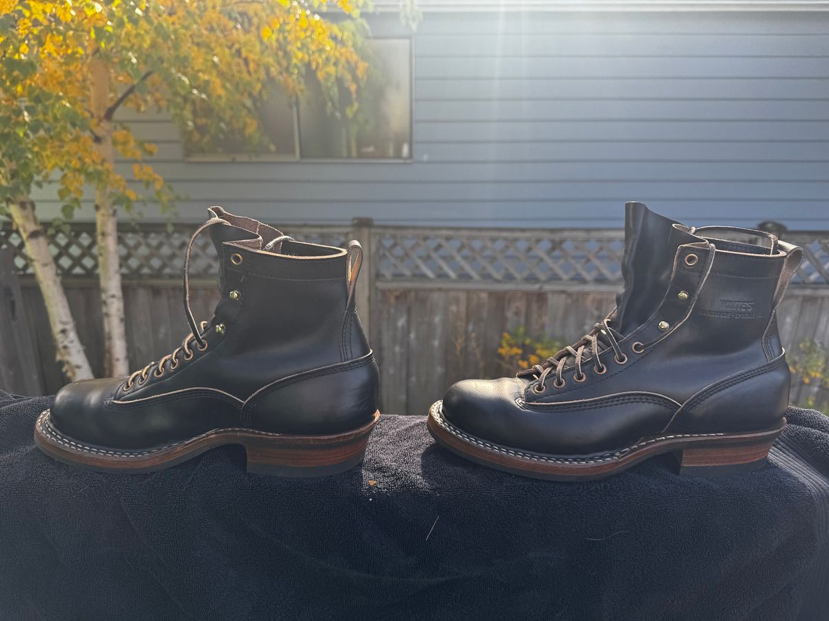 Photo by Doug on November 2, 2025 of the White's 350 Cutter in Horween Black Chromexcel.