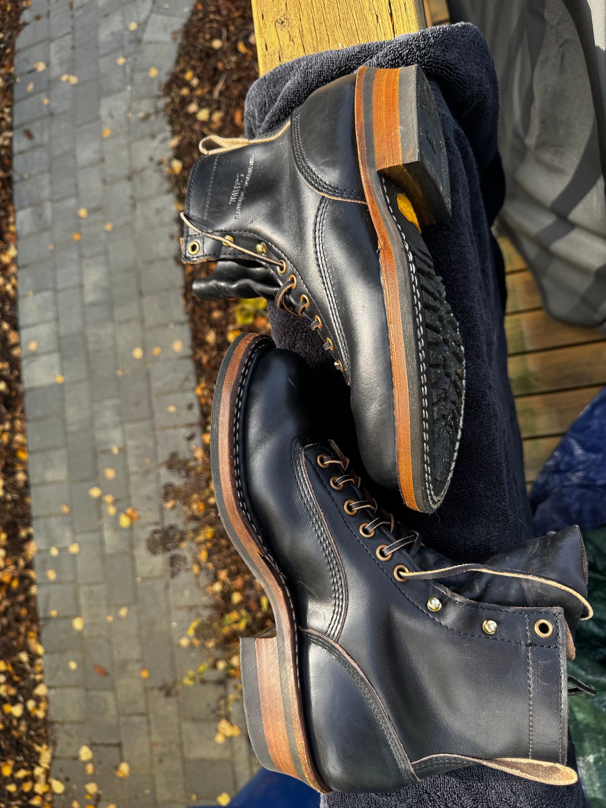 Photo by Doug on November 2, 2025 of the White's 350 Cutter in Horween Black Chromexcel.