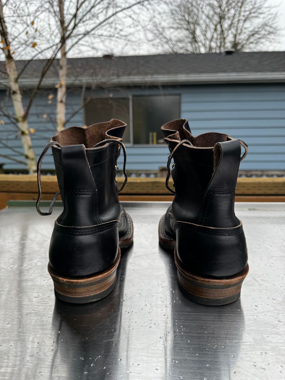 Photo by Doug on December 3, 2025 of the White's 350 Cutter in Horween Black Chromexcel.