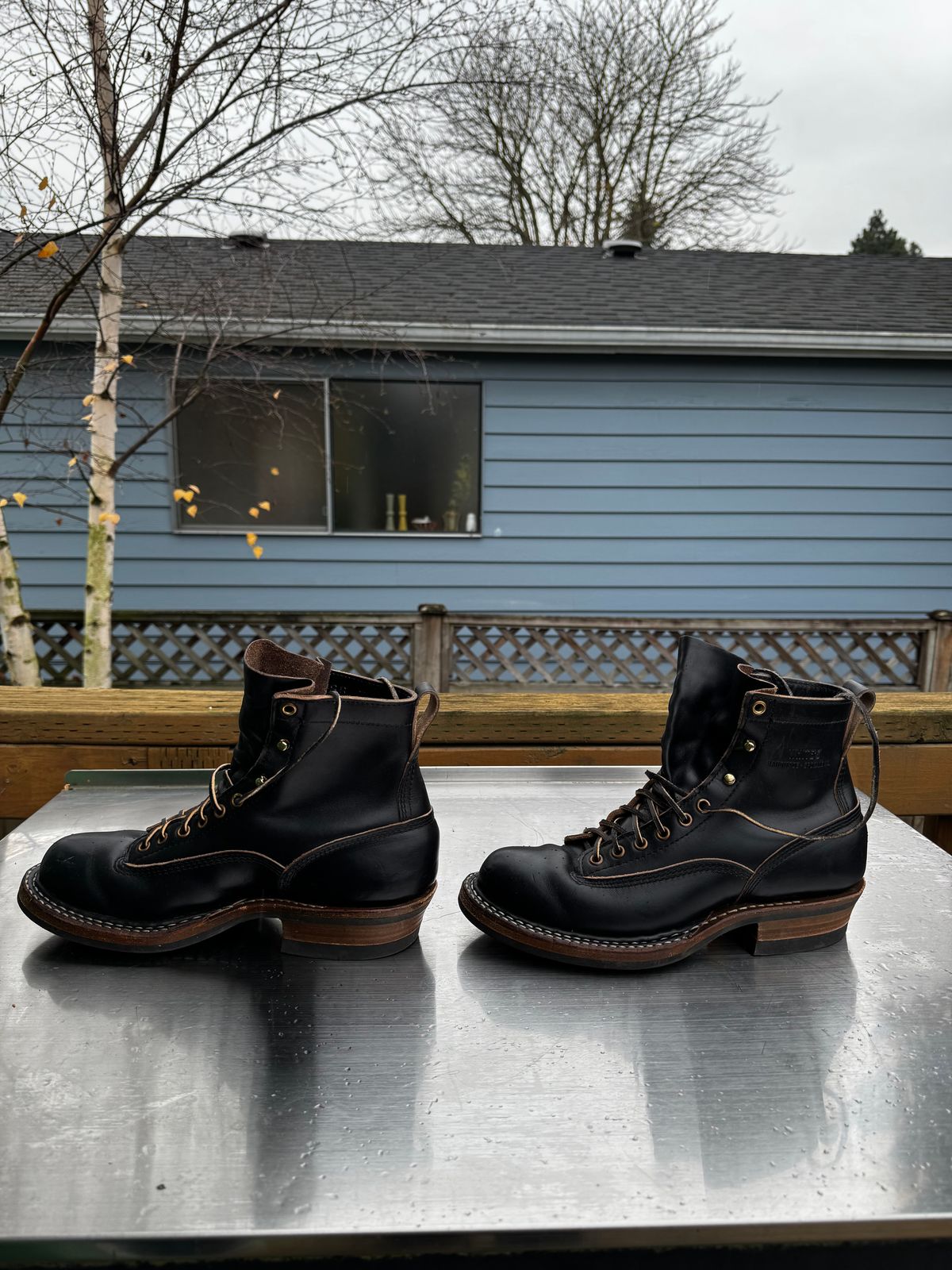 Photo by Doug on December 3, 2025 of the White's 350 Cutter in Horween Black Chromexcel.