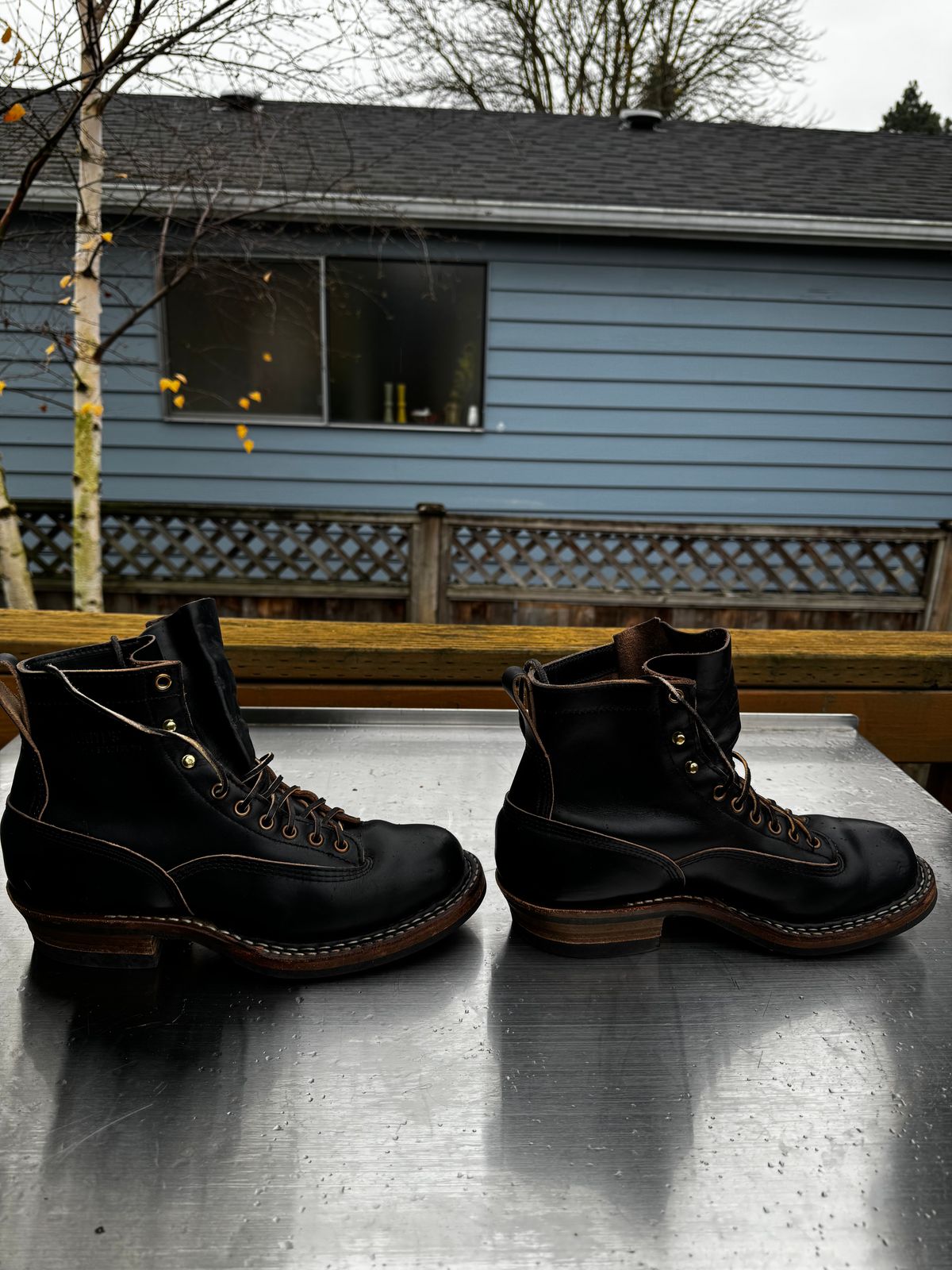 Photo by Doug on December 3, 2025 of the White's 350 Cutter in Horween Black Chromexcel.