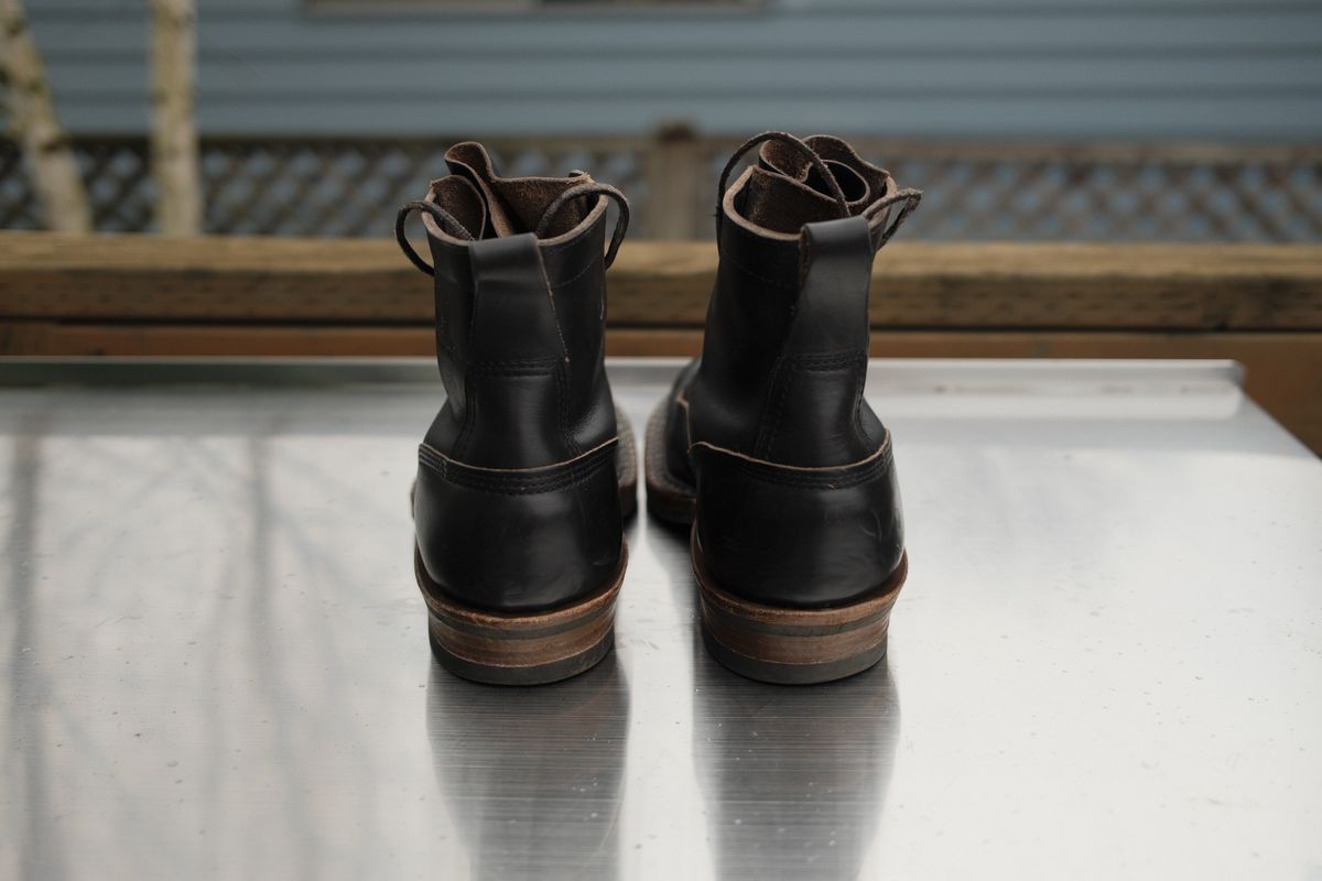 Photo by Doug on January 1, 2026 of the White's 350 Cutter in Horween Black Chromexcel.