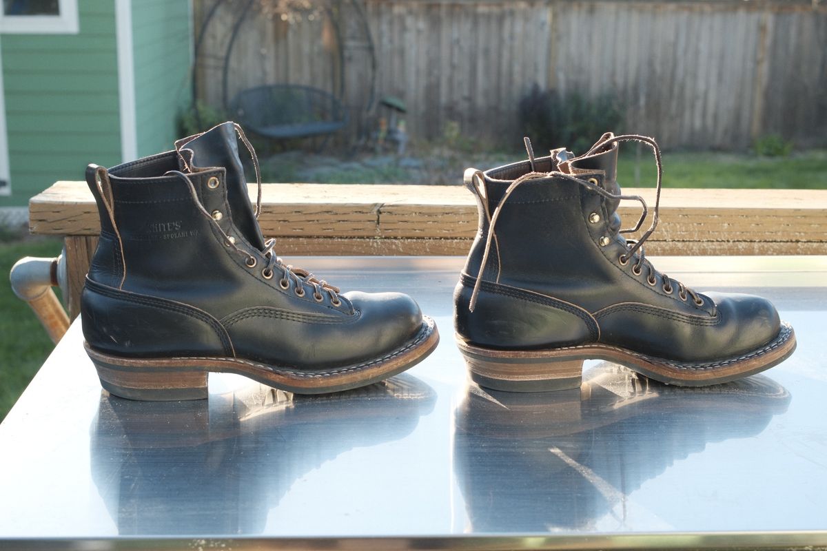 Photo by Doug on March 2, 2026 of the White's 350 Cutter in Horween Black Chromexcel.