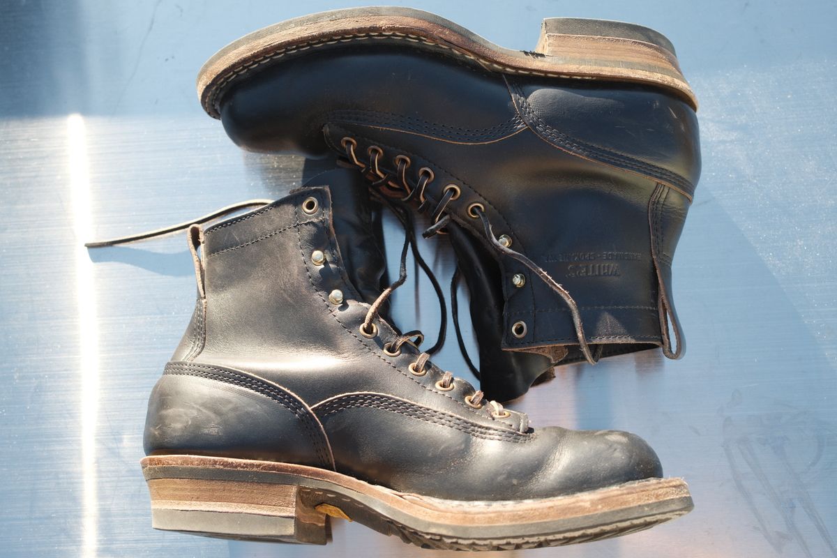 Photo by Doug on March 2, 2026 of the White's 350 Cutter in Horween Black Chromexcel.