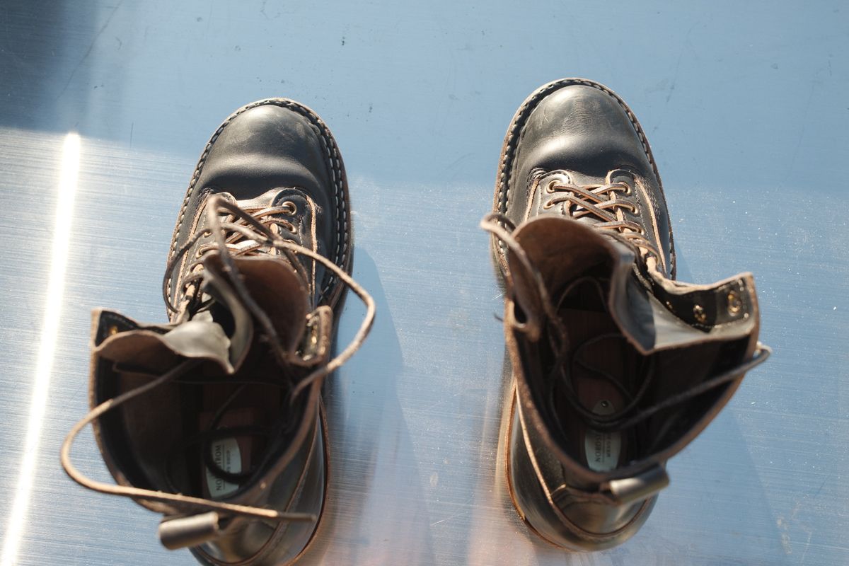 Photo by Doug on March 2, 2026 of the White's 350 Cutter in Horween Black Chromexcel.