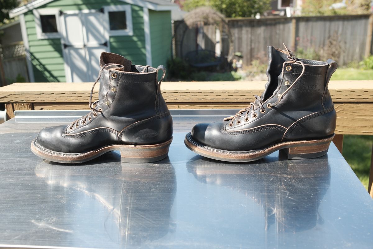 Photo by Doug on April 4, 2026 of the White's 350 Cutter in Horween Black Chromexcel.