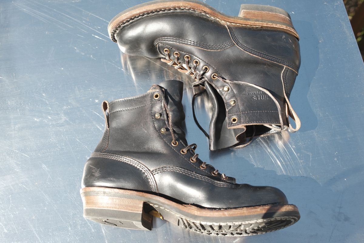 Photo by Doug on April 4, 2026 of the White's 350 Cutter in Horween Black Chromexcel.