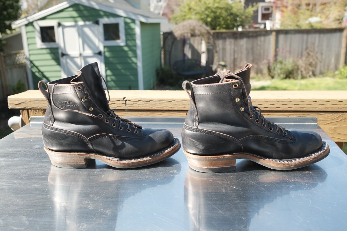 Photo by Doug on April 4, 2026 of the White's 350 Cutter in Horween Black Chromexcel.