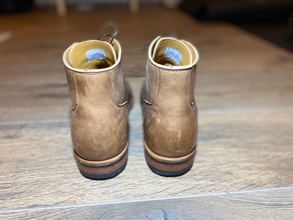 Photo by kjgarland on November 6, 2024 of the Viberg Service Boot in Natural Essex Horsebutt.