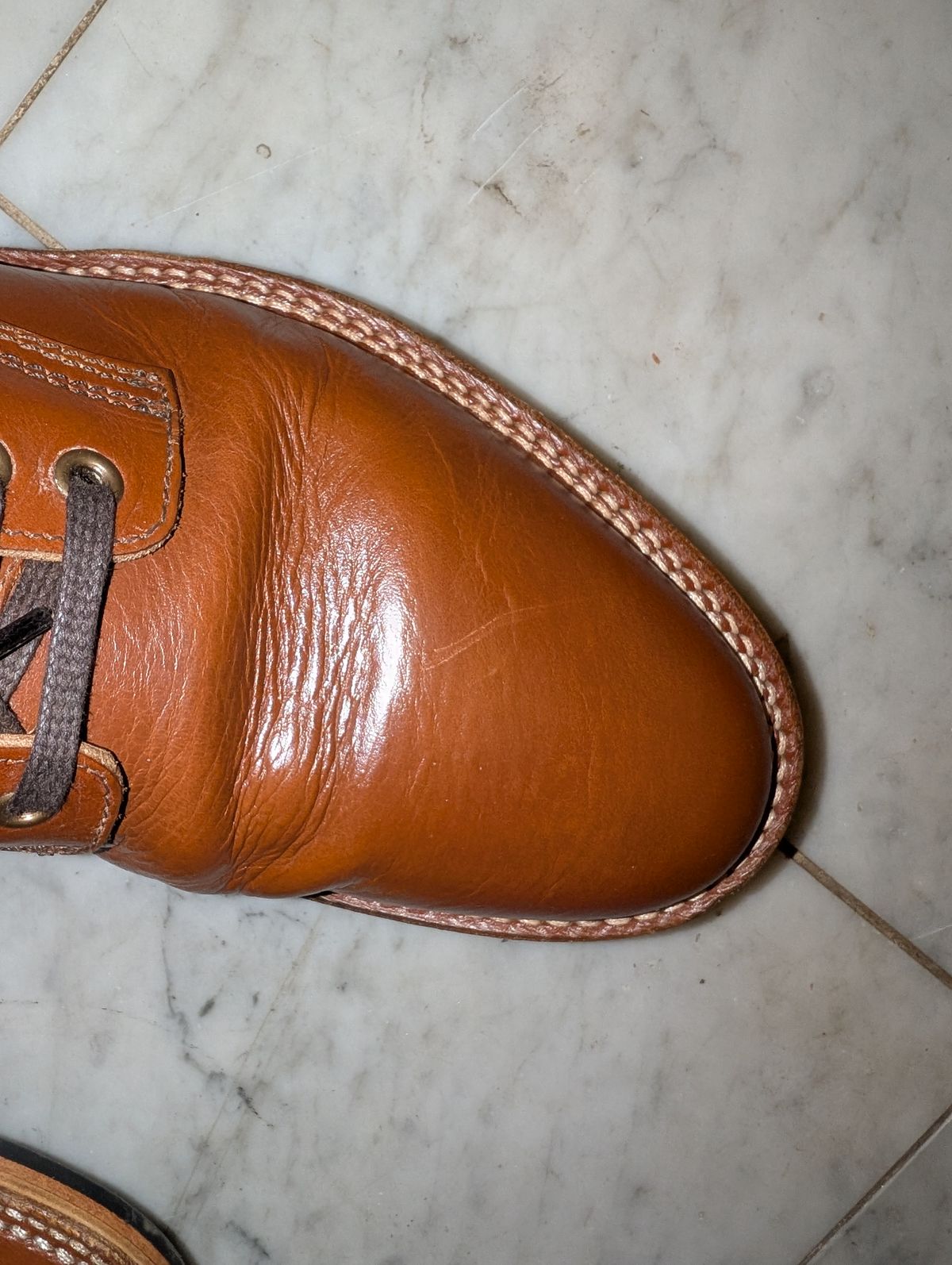 Photo by Ztephen on December 22, 2025 of the Parkhurst The Allen in Tempesti Cognac Teacore Veg Tan.