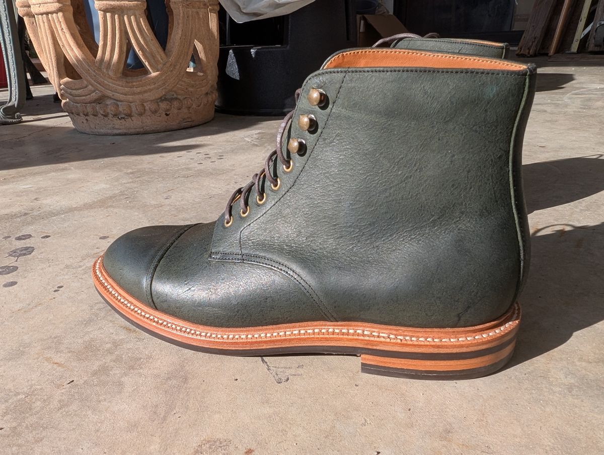 Photo by Ztephen on December 13, 2025 of the Grant Stone Cap Toe Boot in C.F. Stead Forest Kudu.