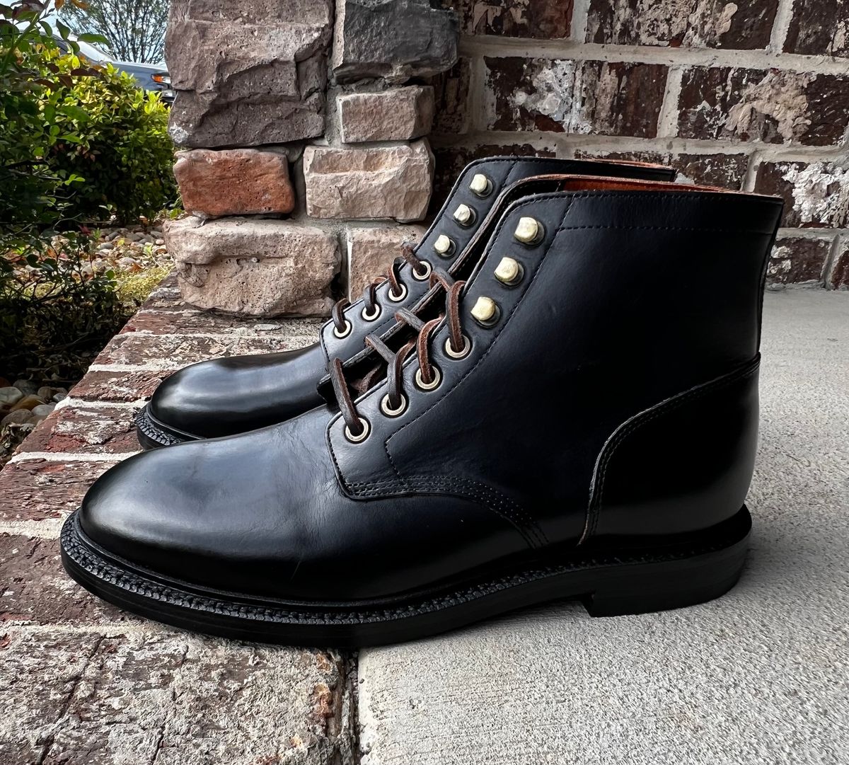 Photo by outlier on April 13, 2026 of the Grant Stone Diesel Boot in Horween Black Chromexcel.