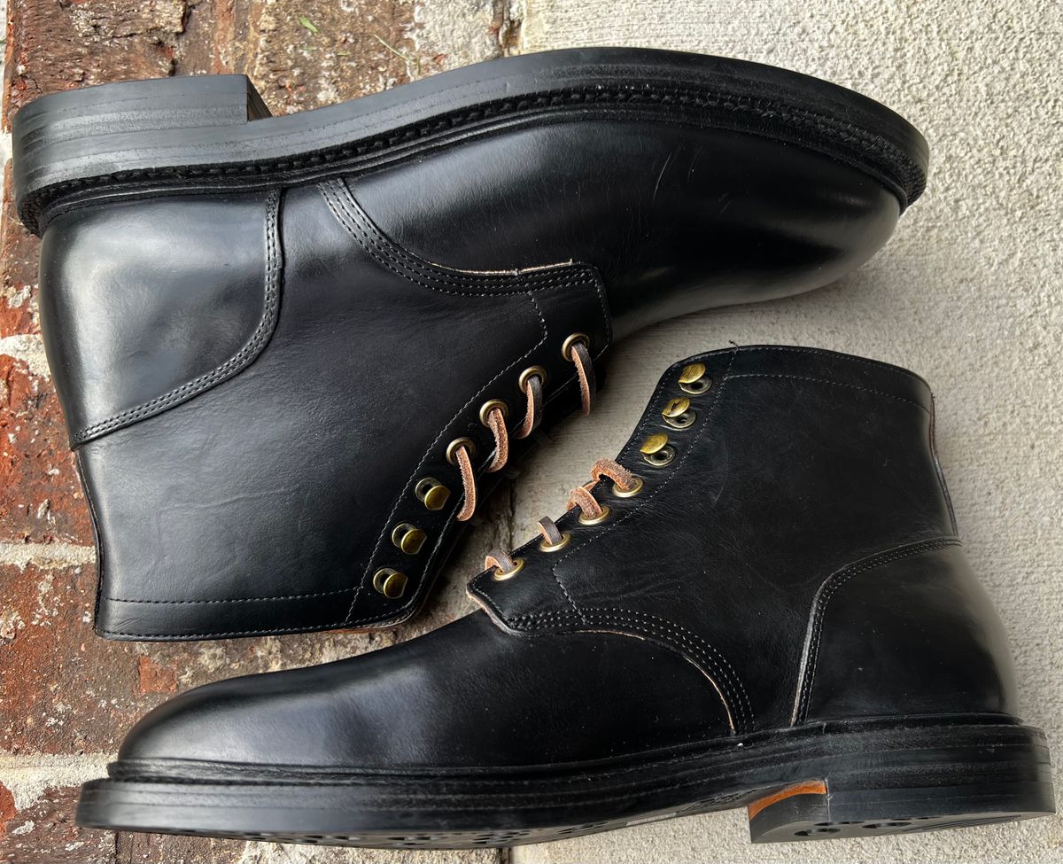 Photo by outlier on April 13, 2026 of the Grant Stone Diesel Boot in Horween Black Chromexcel.