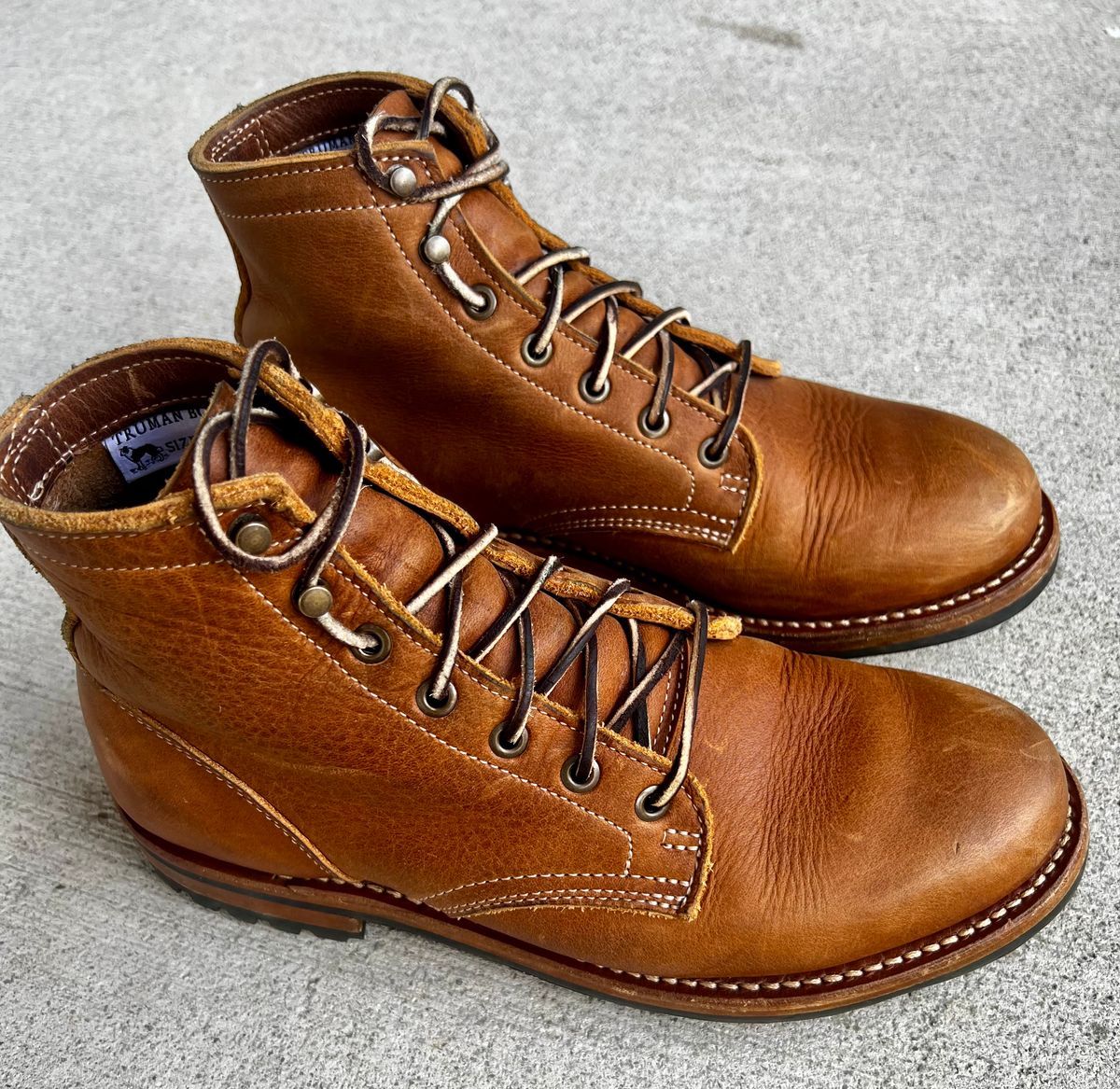 Photo by outlier on July 23, 2025 of the Truman Plain Toe Boot in British Tan Grizzly.
