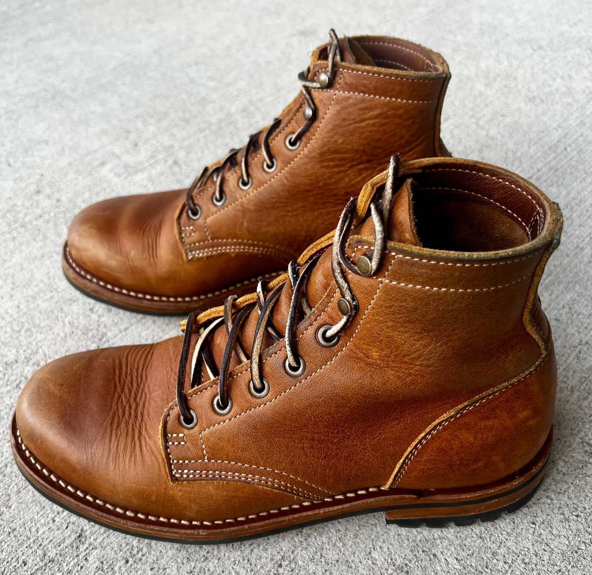 Photo by outlier on July 23, 2025 of the Truman Plain Toe Boot in British Tan Grizzly.