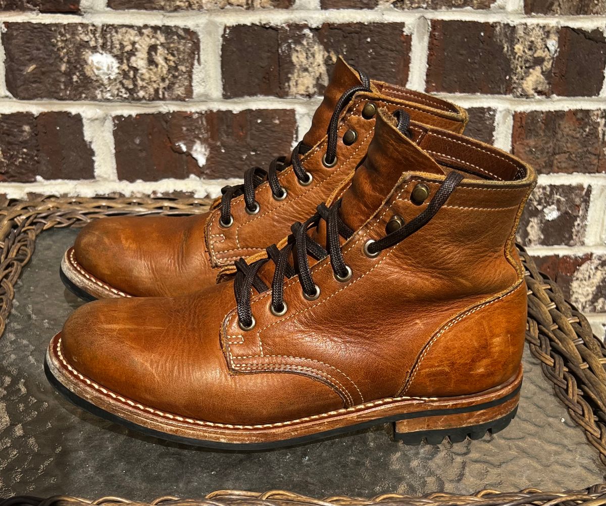 Photo by outlier on November 1, 2025 of the Truman Plain Toe Boot in British Tan Grizzly.