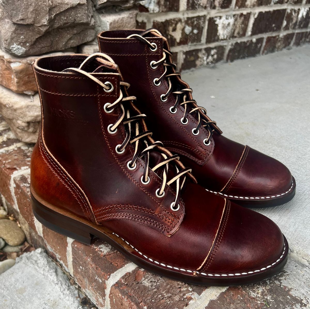 Photo by outlier on October 26, 2025 of the Nicks 1925 Last Dress Boot in Wickett & Craig Buck Brown Double Stuffed.