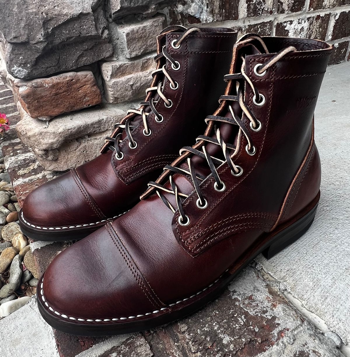 Photo by outlier on October 26, 2025 of the Nicks 1925 Last Dress Boot in Wickett & Craig Buck Brown Double Stuffed.