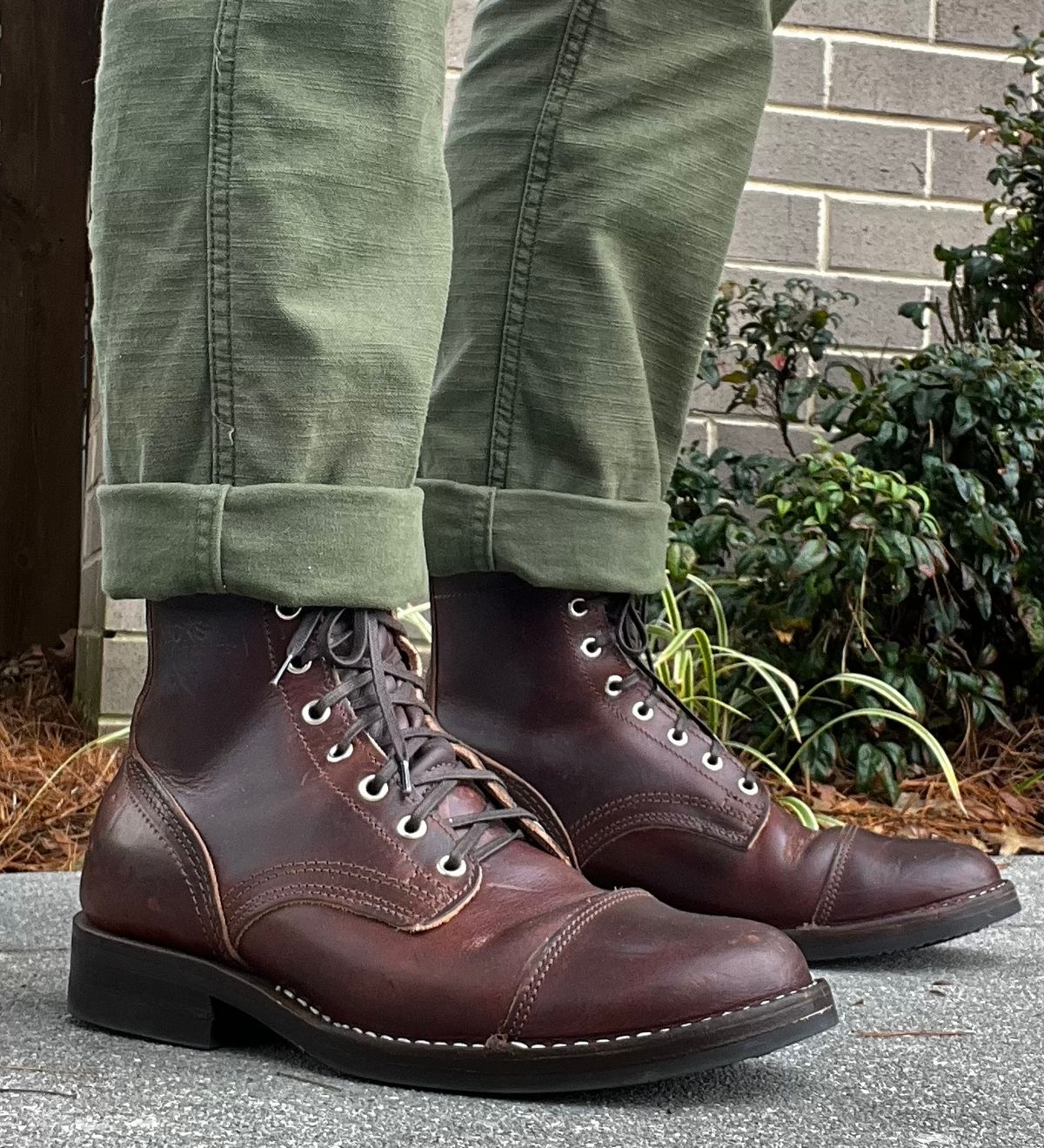 Photo by outlier on November 24, 2025 of the Nicks 1925 Last Dress Boot in Wickett & Craig Buck Brown Double Stuffed.