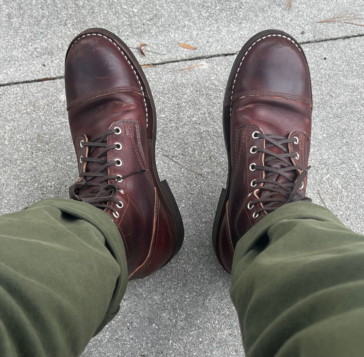 Photo by outlier on November 24, 2025 of the Nicks 1925 Last Dress Boot in Wickett & Craig Buck Brown Double Stuffed.