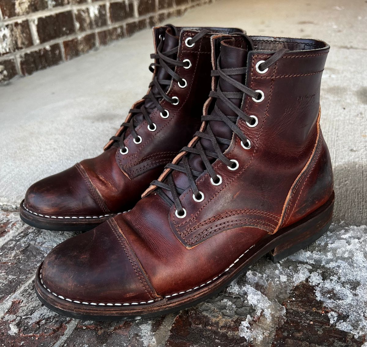 Photo by outlier on February 2, 2026 of the Nicks 1925 Last Dress Boot in Wickett & Craig Buck Brown Double Stuffed.