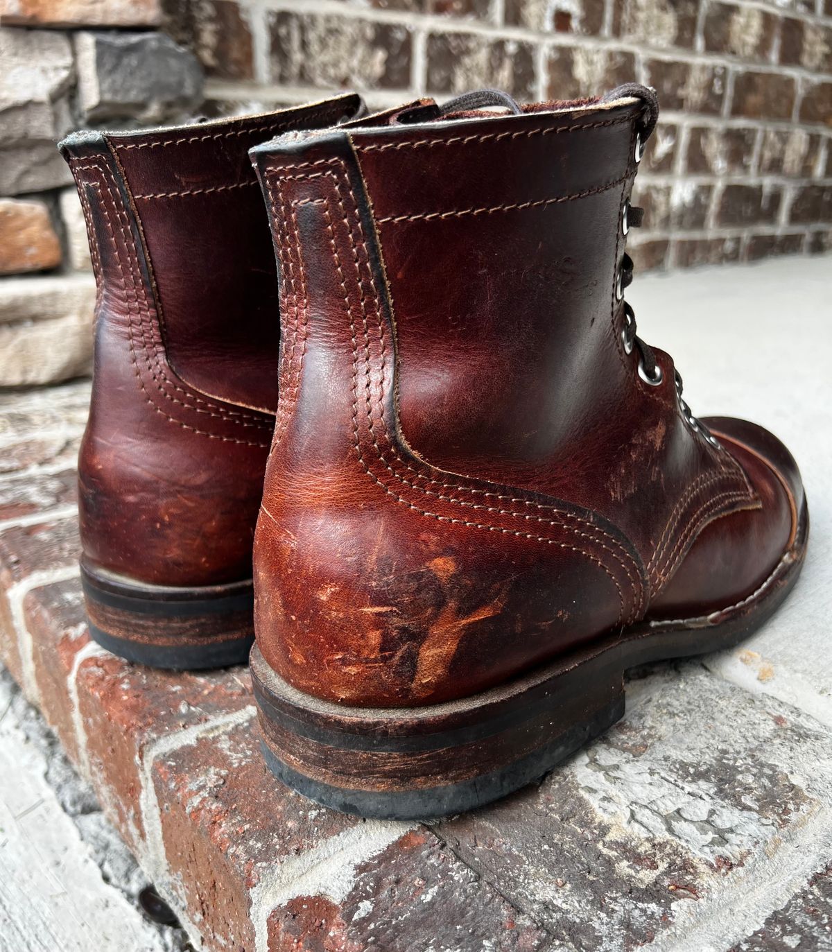 Photo by outlier on April 13, 2026 of the Nicks 1925 Last Dress Boot in Wickett & Craig Buck Brown Double Stuffed.