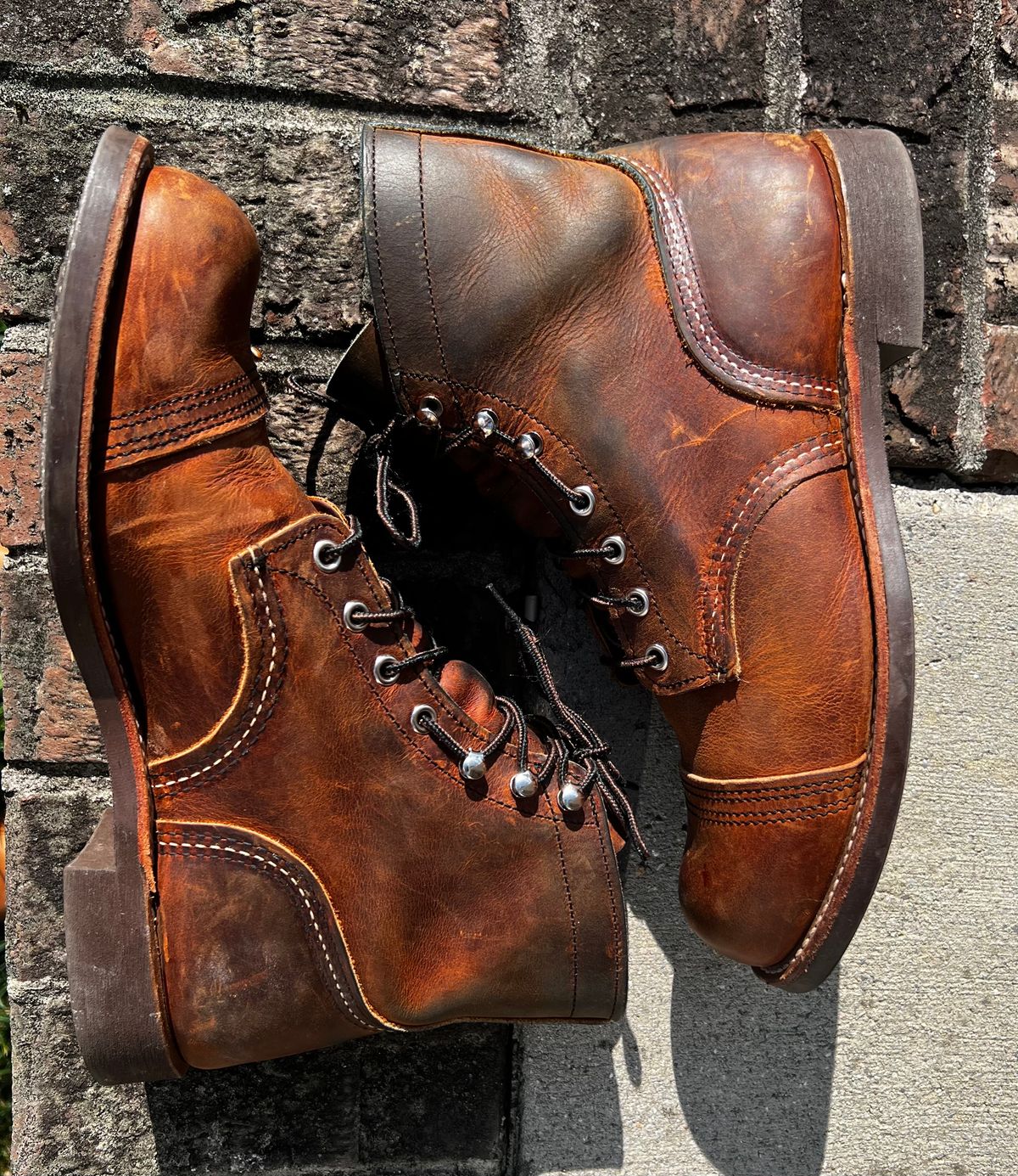 Photo by outlier on June 28, 2025 of the Red Wing Iron Ranger in S.B. Foot Copper Rough and Tough.