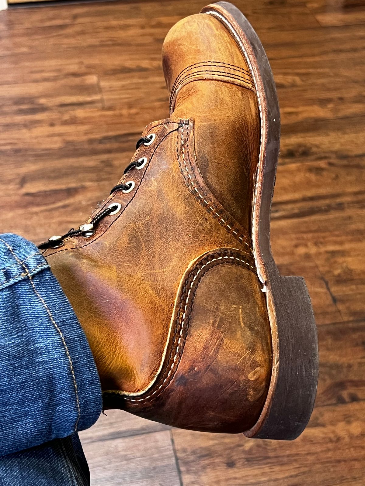Photo by outlier on May 20, 2025 of the Red Wing Iron Ranger in S.B. Foot Copper Rough and Tough.