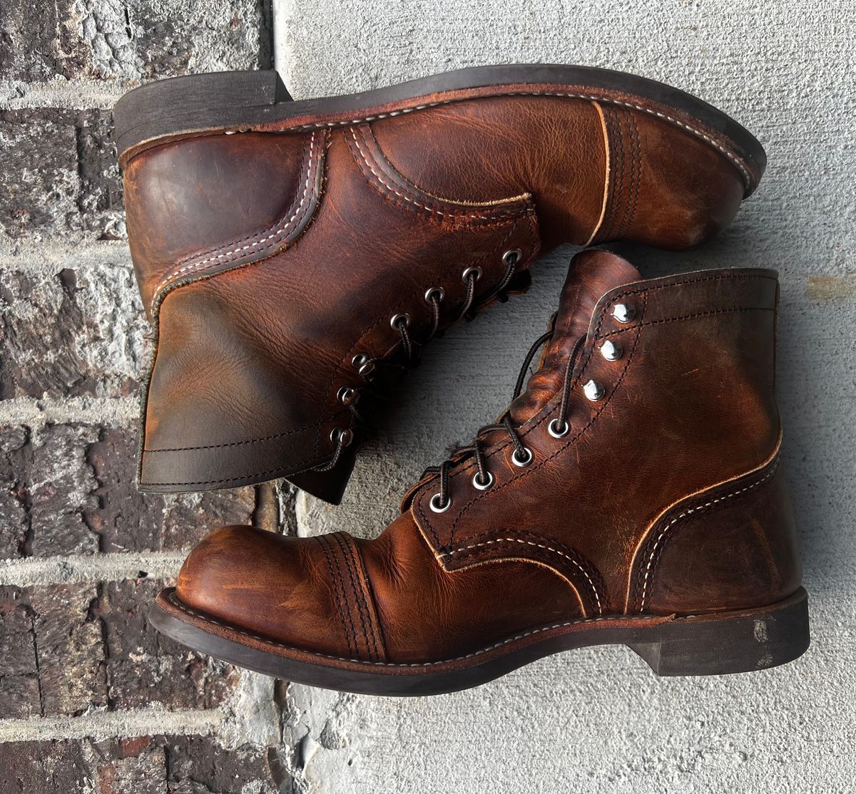 Photo by outlier on March 30, 2026 of the Red Wing Iron Ranger in S.B. Foot Copper Rough and Tough.