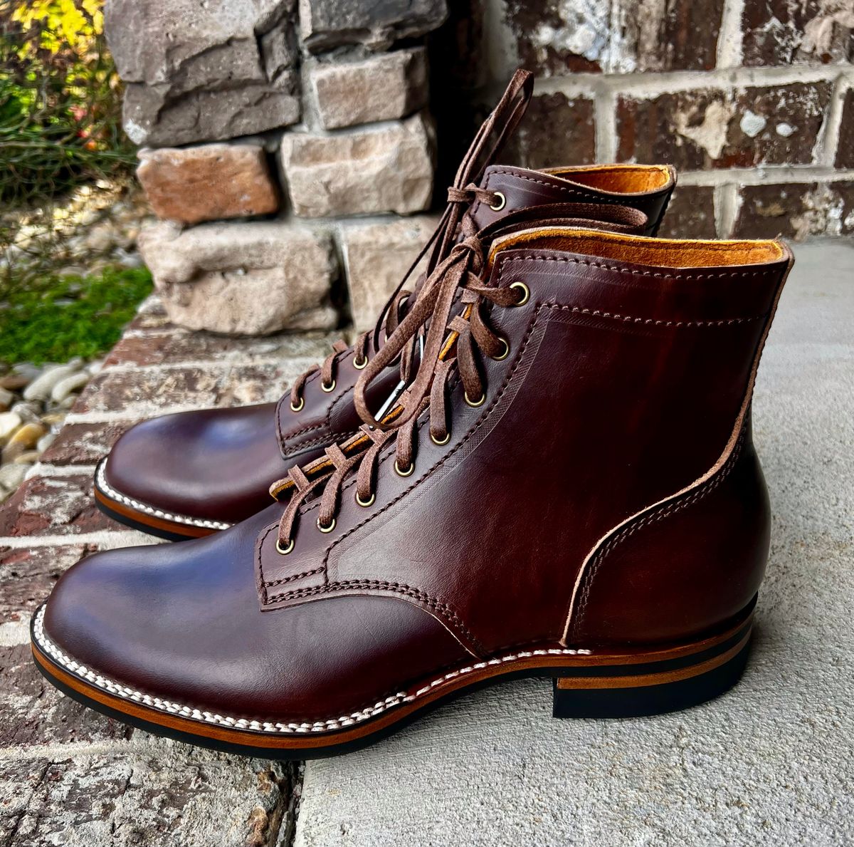 Photo by outlier on January 17, 2026 of the Oldspeed MFG Service Boot 6” in Horween Brown Chromexcel Horsehide.