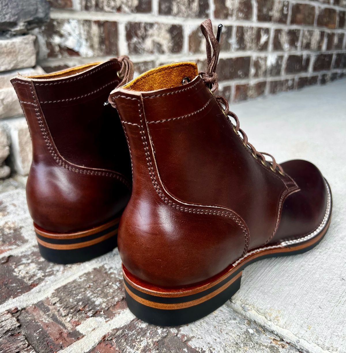 Photo by outlier on January 17, 2026 of the Oldspeed MFG Service Boot 6” in Horween Brown Chromexcel Horsehide.