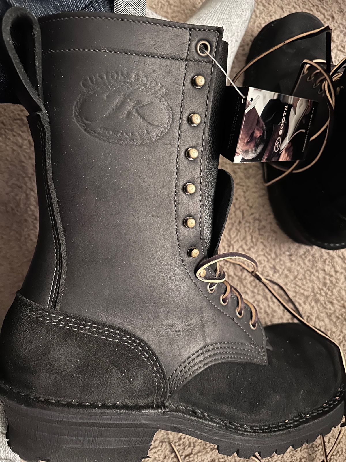 Photo by TN4seasonboot on February 11, 2026 of the JK Boots Superduty in Black Roughout & Black Calf.
