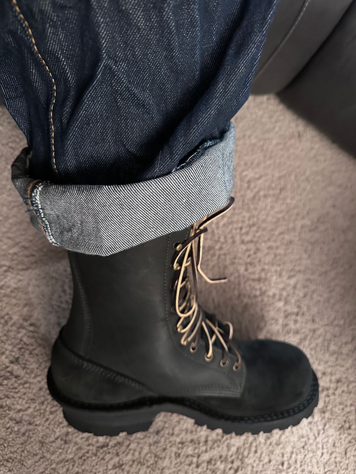Photo by TN4seasonboot on February 11, 2026 of the JK Boots Superduty in Black Roughout & Black Calf.