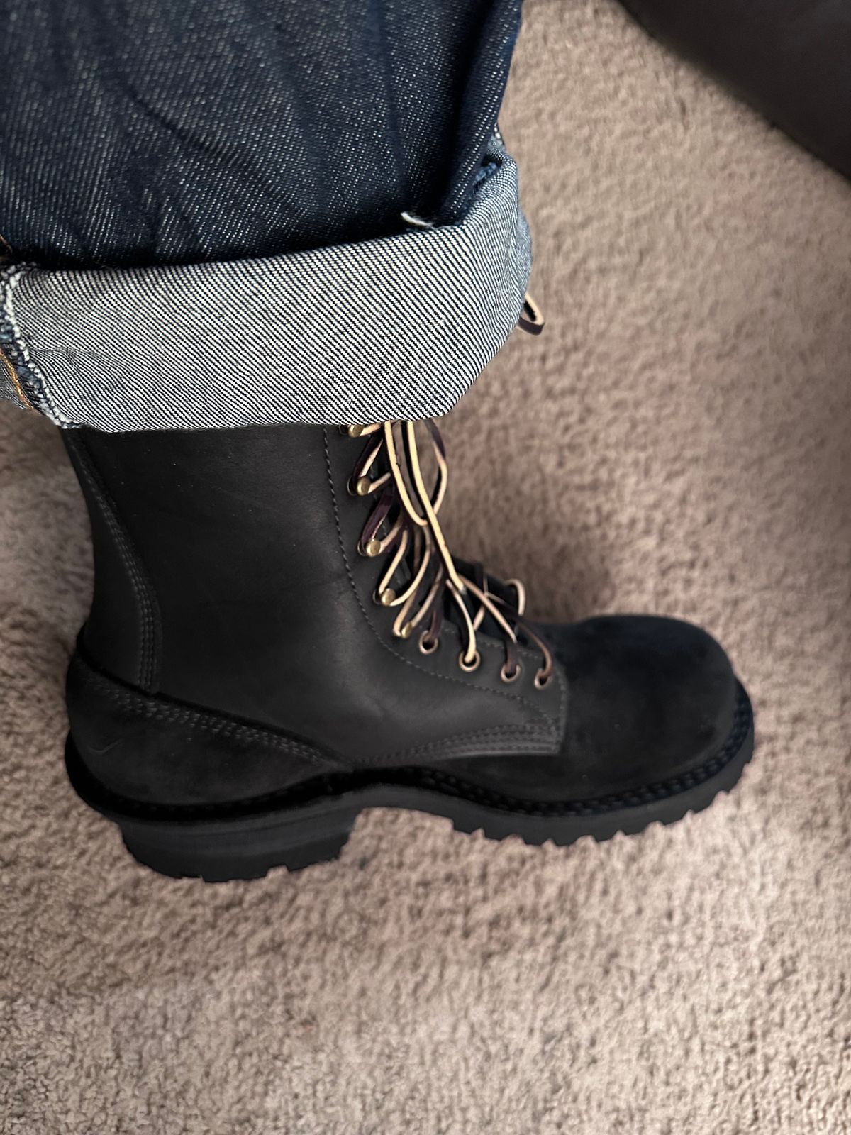 Photo by TN4seasonboot on February 11, 2026 of the JK Boots Superduty in Black Roughout & Black Calf.