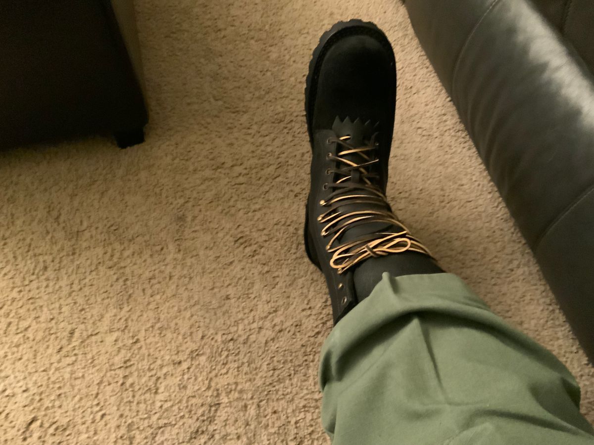 Photo by TN4seasonboot on February 13, 2026 of the JK Boots Superduty in Black Roughout & Black Calf.