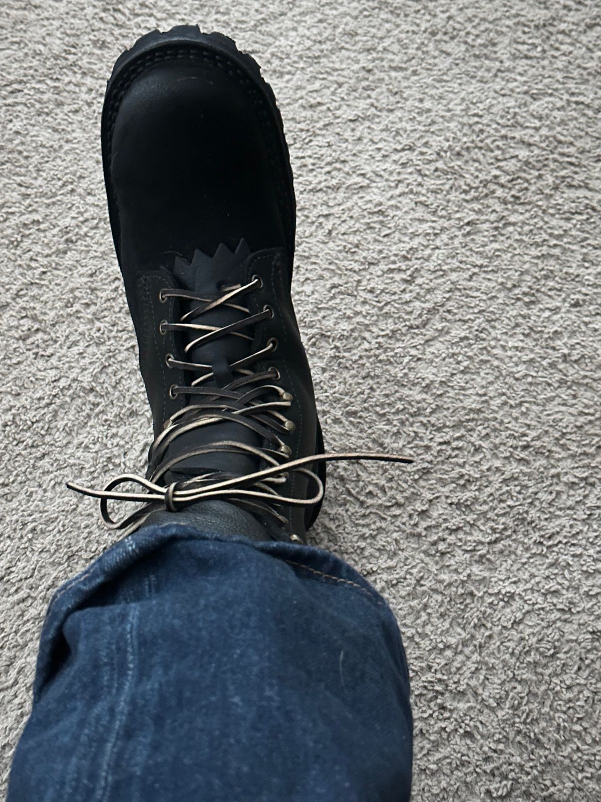 Photo by TN4seasonboot on February 16, 2026 of the JK Boots Superduty in Black Roughout & Black Calf.