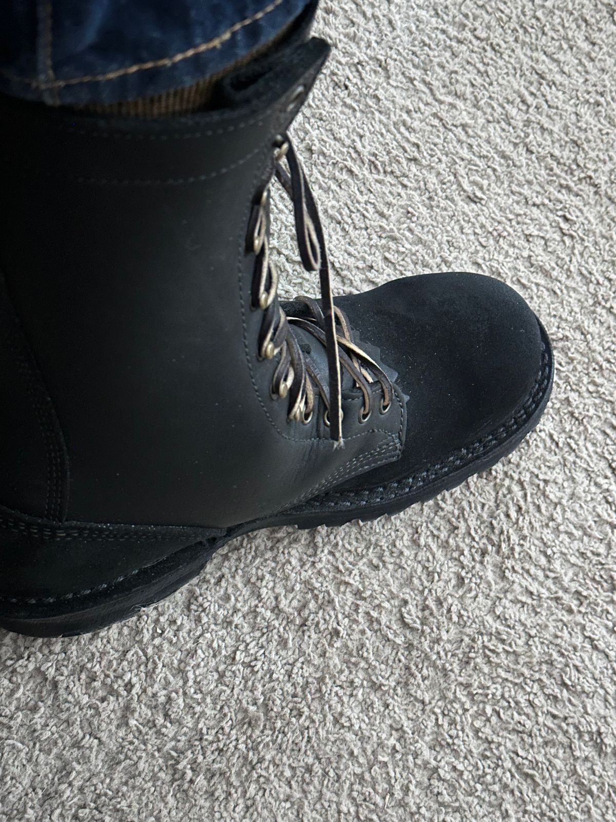 Photo by TN4seasonboot on February 16, 2026 of the JK Boots Superduty in Black Roughout & Black Calf.