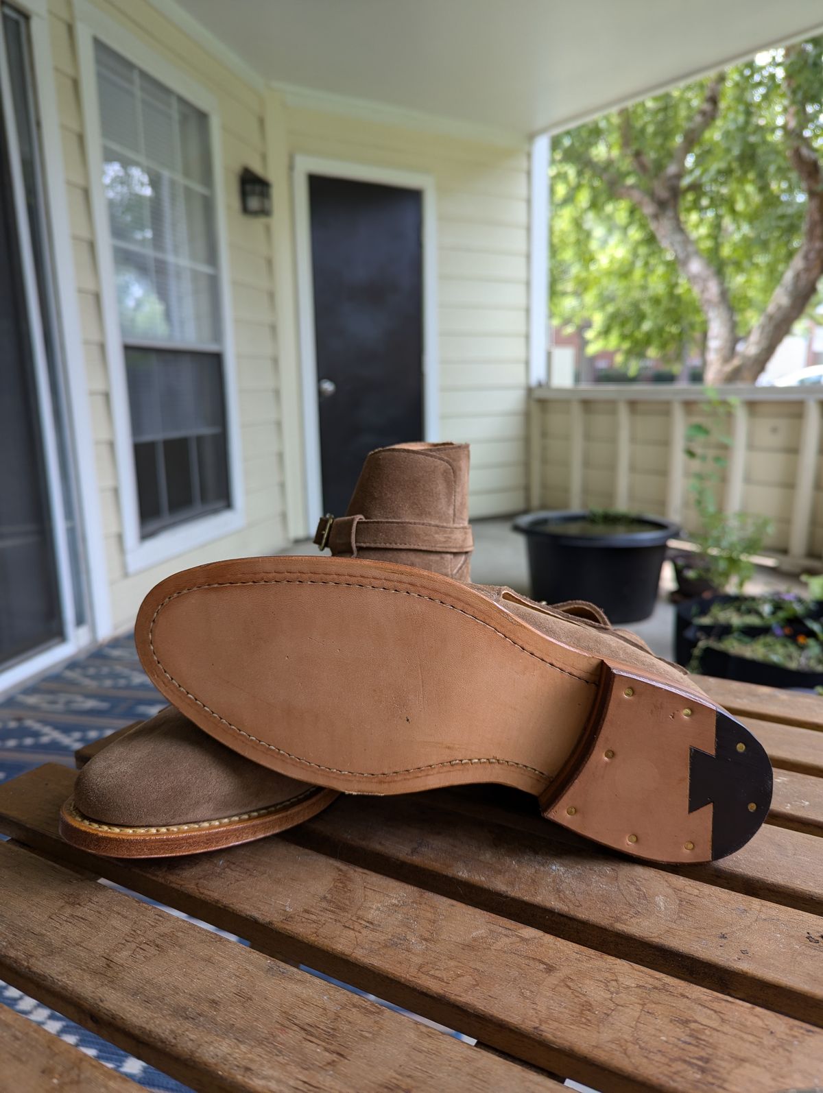 Photo by DrRyukin on August 1, 2024 of the Viberg Jodhpur in Bison Janus Calf Suede CF Stead.